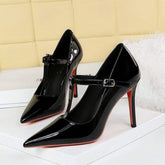 New Trendy Buckle Closed Toe Pumps Women's Trendy Heels for Ladies