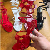 Ankle Snake Wrap Sandale Pour Femme Summer Classy Fashion Sandals Floral Pink Heels for Ladies