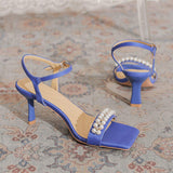 Talon Femm 2024 Anti-slip Outsole Open Toe Summer Ladies Square Toe Sandals 7CM Low Women's Heel