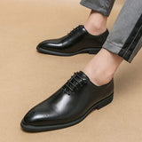 Pointed Toe Fashion Black Brown Dress Shoes Classic Design Hot Selling Lace up Durable Men Red Bottom Shoes