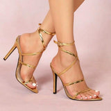 New Style Red Rose Single-Strap Sandals - Summer Sexy High-Heel Shoes with Leg-Lengthening Effect & Elegant Ladies Shoes