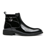 Latest Design Fashion High Ankle Boots Hard Wearing Comfortable Men Patent Leather Boots