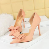 Best Seller Designer Purple Fashion 2025 Sweet Pointed Toe Bows Stiletto High Heels for Ladies