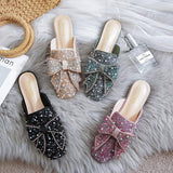 Sandali Donna Femme Loafer Bow Upper Slides Mules Style Flat Women's Sandals for Ladies