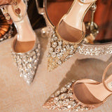 6.5CM/9.5CM Luxury Bling Sequin Quality Female Party Party Shoes Gold Fashion New Style Pumps Heels for Women
