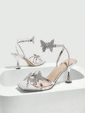 Ladies' Stiletto Heel Sandals with 3D Flower & Enamel Heels, Elegant Character Women Quality High Heel Pumps