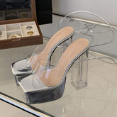 New Product Sandalia Dama Transparente Clear Sandals Platform Heels