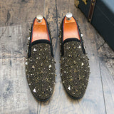 Rivet Upper Golden Luxury Dress Shoes Men Durable Good Looking Formal Daily Outdoor Slip on