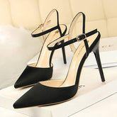 2025 Talon Femme High Quality Pointed Toe Silk Pumps Fashion Elegant Ladies Red Bottom Heels for Women