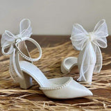 Chaussure Mariage Femme High Quality Dinner Elegant Crystal White Lace Formal Wedding Bride Shoes for Women