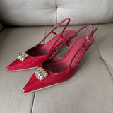New Arrival Women's Pointed-toe Stiletto Heel Backless Sandals, One-strap Closed-toe Style, Versatile & High-heeled
