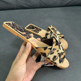 Summer New Arrival Women's Non-Slip Flat Slippers - Leopard Print Casual Open-Toe Ladies Home Slippers