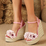 Jute Espadrilles Bling Color High Increasing Summer Beach Open Toe Women Wedge Heel Platform Sandals for Women