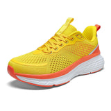 Large Size Running Shoes Men Vibrant Yellow Athletic Trainers Lightweight Cushioning Wide Fit Gym Sneakers