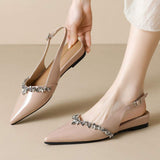 Rhinestone Design Dress Pumps Fashion Elegant Slingback Style Official Work Shoes Women's Flats