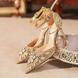 6.5CM/9.5CM Luxury Bling Sequin Quality Female Party Party Shoes Gold Fashion New Style Pumps Heels for Women