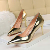 Tacones Plata 2025 Sexy Elegant Pointed Toe Trendy Large Size 43 Low Silver Shoes Women Pumps/ Heels for Ladies