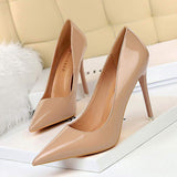 Escarpins Femme Big Size 43 Formal Trendy Reflective Pointed Toe Nude High Heeled Women's Pumps Shoes