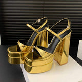New Arrival Summer Calzado Mujer Sandalias Designer Gold/Silver Platform Sandal Hoes Women Heels