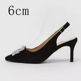 Soft Leather Slingback Pumps Diamond Wedding Shoes Unique Luxury Diamond Heels for Ladies Shoes