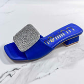 Chaussure Femme Sandales Luxe Slides Rhinestone Fashion Chunky Low Heel Summer 2025 Sandals for Women