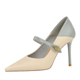 Spring Summer 2025 New Pointed Toe Women's Shoes One Strap Buckle Sandals Sexy 34-43 High Heels