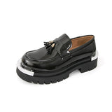 Handsome Men's Dress Shoes with Thick Elevated Platform Soles Height Increasing Good Looking Tassel Loafers