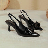 Haut Talons Trendy Wine Red Color Sexy Slingbacks Fancy Bow Heels for Ladies