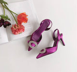 Size 31-43 Tacones Dropshipping Luxury Rhinestone Diamond Slingback Pumps Shoes Women Heel for Ladies