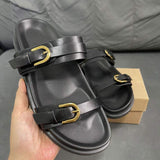 Summer New Arrival: Lady's Slip-On Open-Back Flat Sandals with Buckle, Breathable Round Toe Women Slippers Shoes