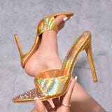 Best Selling New Colors Open Toe Rhinestone Ladies Sandals and Mules 2025 Women Slippers Heels