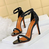 2025 New Arrivals Talons Haut Sexy Escarpins Strap Sequin Heels for Women and Ladies