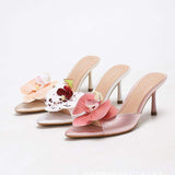 Outdoor Summer Fashion Chaussure Femme Sandales Luxe Slides Flower Fashion Shoes Kitten Heels for Ladies