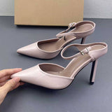 Pointed Toe Pink Ankle Strap High Heel Pumps Quality Close Toe Ladies Sexy Summer Sandals Classic Women Heeled Shoes