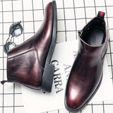 Classy Designers Red Color Ankle Boots Comfortable High Top Wedding Dress Shoes Men Genuine Leather Boots