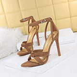 11CM/8.5CM New Sandal Talon Pour Femm Fashion Stiletto Lace up Strap Heels for Women