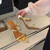 New Sandales Femme White Pointed toe Mules Elegant Evening Shoes Slippers
