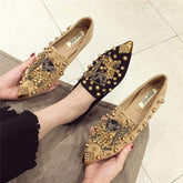 Rivet Studded Comfort Soft Flat Shoes Slippers Suede 2024 Women's Loafers