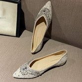 Luxury Diamond Fashion Loafers Women Pointed Toe Pumps Elegant Flat Dress Shoes for Ladies