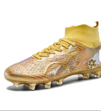 High Top Soccer Cleats Breathable Knit Upper Sock Collar Anti Slip TPU Outsole Lightweight Football Boots for Artificial Grass
