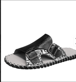 Size 47 48 Fashion Design Hard Wearing Full Grain Genuine Leather Upper Handmade Men Slide Slippers Home Sandals