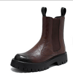 Versatile British Style High Top White Color Chelsea Chimney Boots Winter PU Leather Working Boots for Men