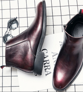 Classy Designers Red Color Ankle Boots Comfortable High Top Wedding Dress Shoes Men Genuine Leather Boots