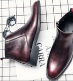Classy Designers Red Color Ankle Boots Comfortable High Top Wedding Dress Shoes Men Genuine Leather Boots