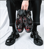 Classic Design Red Color Casual Sandals Shoes Comfortable Flat Men Shoes Summer Breathable Buckle Strap