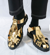 Buckle Strap Gold Brown Black Casual Summer Outdoor Breathable Flat Sandals Durable Hot Selling Casual Gladiator Sandals for Men