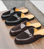 38-46 Faux Suede Leather Dress Shoes Backless Mules Comfortable Classic Summer Men Casual Half Loafers Shoes