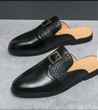 Summer Breathable Cool Fashion Slippers Pu Leather Dress Loafers Comfortable Men Casual Half Shoes