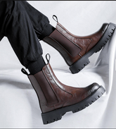 Microfiber Leather Chelsea Boots Fashion Designers Good Looking High Cut Classic Handcrafted Dress Shoes Boots for Men