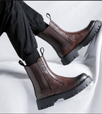 Microfiber Leather Chelsea Boots Fashion Designers Good Looking High Cut Classic Handcrafted Dress Shoes Boots for Men
